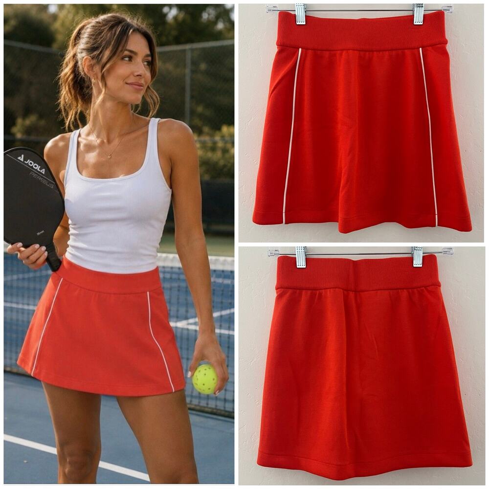 Spanx AirEssentials Pique Skort XS Poppy Orange Athletic Pickleball 21414R NEW
